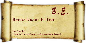 Breszlauer Elina névjegykártya